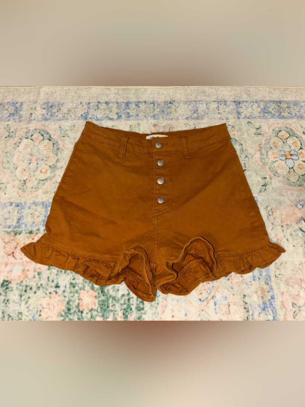 Listicle Rust Brown Ruffled High-Waist Shorts NWT